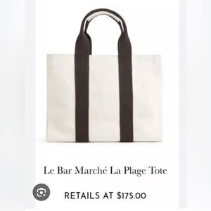 Le Bar Marche classic canvas beach tote. NWT MSRP $175